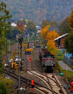 Blick auf den Bahnhof Herdorf und die Baustelle in Blickrichtung Betzdorf am 12 Oktober 2025.