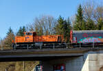 Am Zugschluss die nachschiebende KSW 45 (98 80 0276 016-9 D-KSW) eine MaK G 1204 BB der KSW (Kreisbahn Siegen-Wittgenstein).