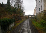 Blick zurück aus dem letzten Wagen vom alex RE 25 (München – Landshut – Regenburg – Schwandorf – Furth i.W. – Plzeň – Praha), am 22.11.2022 hier kurz hinter dem Bahnhof Cham /Oberpfalz).