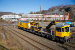 Das Tunnelinspektionsfahrzeug TIF 705 101 (Schweres Nebenfahrzeug Nr.99 80 9146 001-9 D-DB) der DB Netz AG fährt am 24.03.2021 durch Niederschelden in Richtung Siegen.