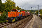 Die KSW 44 (92 80 1271 004-4 D-KSW) eine MaK G 1000 BB fährt am 18 September 2025, mit der erste Fuhre Coilzug der KSW (Wagen der Gattung Shimmns), durch Bahnhof Kirchen/Sieg in Richtung Betzdorf/Sieg bzw. Herdorf. Die zweite Fuhre kam kurzdrauf, nach die HLB RB, gezogen von der an die KSW vermietete 272 408-6 / D20 der Bentheimer Eisenbahn AG. 

In Betzdorf/Sieg wurden beide Coilzüge zu einem Zug vereinigt und im Sandwich bringen die KSW 44 die an die KSW vermietete 272 408-6 / D20 der Bentheimer Eisenbahn AG dann nach Herdorf. Da die Hellertalbahn (KBS 462) ja eingleisig ist und zwischen den Regionalverkehr der RB 96 (Hellertal-Bahn) passen muss, wird als gemeinsamer Zug gefahren.