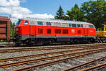 Die 218 191-5 (92 80 1218 191-5 D-MZE) der MZE - Manuel Zimmermann Eisenbahndienstleistungen, Hellenhahn-Schellenberg (Ww), ex DB 218 191-5, ist am 07 Juli 2024 auf dem Betriebshof der Westerwaldbahn