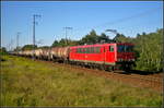 DB Cargo 155 232-2  war mit einem Kesselwagenzug der Dieselkraftstoff, Gasöl oder leiches Heizöl (Code 33/1203) geladen hatte am 29.08.2017 in der Berliner Wuhlheide unterwegs
