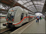 DB Fernverkehr D-DB 50 80 86-81 873-1 DBpbzfa 668.2 stand am Bahnsteig 16 als IC 2430 Halle (Saale) Hbf - Emden Hbf Lok voraus und wartete auf Fahrgäste bis es dann in wenigen Minuten zum nächsten Halt los geht. Als Sichtung am 12.04.2025 im Bahnhof Leipzig Hbf fotografiert.