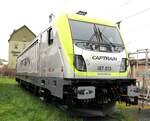 187 013 Captrain von Bombardier im Ausstellungsgel�nde bei 8.Dampfloktreffen in Dresden am 15.04.2016.