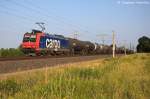 482 033-8 SBB Cargo mit einem Kesselzug  Umweltgef�hrdender Stoff, fl�ssig  in Vietznitz und fuhr in Richtung Wittenberge weiter.