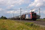 482 029-6 SBB Cargo f�r HSL Logistik GmbH mit einem Kesselzug  Umweltgef�hrdender Stoff, fl�ssig  in Vietznitz und fuhr in Richtung Nauen weiter.