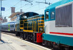 Die Diesellos D.345 1010 (92 83 2345 010-8 I-TI) mit der wohl frisch aus der Revision kommenden D.245 6118 (98 83 2245 718-1 I-TI) am Haken, beide der Trenitalia (100-prozentige Tochtergesellschaft der FS), am 14 Juli 2022 im Bahnhof Roma Termini. Für einen Gleiswechsel musste das Gespann in den Bahnhof rangieren.

Diese der BR 245.6 (Serie 245.6010-6124) besitzen keine Kuppelstangen, sondern haben einen hydrodynamischen Antrieb. Die Antriebsübertragung erfolgt vom Dieselmotor über eine Gelenkwelle auf ein hydrodynamisches Voith-Turbogetriebe vom Typ L 24 U (Zwei-Wandler-Getriebe mit Wendegetriebe) von diesem wiederum über Gelenkwellen auf die drei Achsgetriebe. Ursprünglich hatten diese von Cantieri Navali Riuniti/OM/Jenbacher Werke gebaute Lokserie einen Zweitakt-Dieselmotor vom Typ Jenbach JW 600. 

Bei Dieselloks kommt es häufig zu einer Neumotorisierung, da die Lebensdauer des Verbrennungsmotors typischerweise kürzer ist als die der anderen Hauptfahrzeugteile wie Fahrgestell, Aufbau, Getriebe und Laufwerk. Das umfangreiche Modernisierungsprojekt der hydraulisch angetriebenen Rangierlokomotiven der Baureihe 245.6 (6010–6124) besonders interessant. Neben dem Austausch des Dieselmotors werden verschiedene Bordsysteme erneuert oder integriert. Ziel ist eine „rentable Nutzung über einen längeren Zeitraum“, wie in den entsprechenden technischen Spezifikationen angegeben. Dies ist ein hervorragendes Ergebnis für Lokomotiven, die seit über 50 Jahren im Einsatz sind.

Das Umbaukonzept der Trenitalia:
Nun kommt bei den Loks ein Motor vom italienischen Hersteller Isotta Fraschini Motori S.p.A. (Bari) zum Einsatz. Es ist ein 12-Zylinder-Diesel-V 90°-Saugmotor vom Typ V 1712 NF (bei Isotta Fraschini auch als V 1712 N0TF-L245 bezeichnet) mit einer Leistung von 412 kW bei 1.500 U/min. Die Zylinder haben eine Bohrung von Ø 170, der Kolbenhub beträgt 170 mm, so ergibt sich ein von 46,3 Liter (46.304,04 cm³). Das Motorgewicht (trocken) beträgt ca. 3.450 kg.

TECHNISCHE DATEN:
Spurweite:  1.435 mm (Normalspur)
Achsformel: C
Länge über Puffer: 9.240 mm
Achsabstände: 1.500 / 2.500 mm
Treibraddurchmesser: 1.040 mm
Eigengewicht: 46 t
Höchstgeschwindigkeit: 64 km/h (im Rangiergang 32 km/h)
Motorleistung: 412 kW
Getriebe: Voith L 24 U

Das Umbaukonzept der Mercitalia Shunting&Terminal:
Die Mercitalia Shunting&Terminal (MIST, auch eine Tochtergesellschaft der FS), hat eine andere Modernisierung, der Baureihe 245.6 (6010–6124), gewählt:
Nach der Re-Motorisierung kommt nun ein wassergekühlter Sechszylinder-Viertakt-Reihendieselmotor mit Common-Rail-Direkteinspritzung, vier Ventilen pro Zylinder, mit Turbolader und Ladeluftkühlung, sowie AdBlue-Abgasnachbehandlung vom Typ TAD1384VE des schwedischen Herstellers AB Volvo Penta. Durch den neuen Motor konnte auch die Anfahrzugkraft von 165 kN auf 190 kN gesteigert werden.
Motordaten:
Leistung: 375 kW (510 PS) bei 1.500 U/min
Max. Drehmoment:  2.540 Nm
Hubraum: 12.78 l (Bohrung Ø 131 mm x 158 mm Hub)
Motor Abmessung (L x B x H): 1.251 x 932 x 1.200 mm)
Motorgewicht (trocken): 1.215 kg
Dank der Abgasnachbehandlung mit dem Additiv AdBlue (Harnstoff in Wasserlösung) vor dem Durchlauf durch einen Katalysator und einen Keramikpartikelfilter sowie einem elektronischen Steuerungssystem, das mit verschiedenen Sensoren verbunden ist, die Additivdosierung steuert und mit der Fahrzeuglogik und den Bordmonitoren kommuniziert, erfüllt der Antriebsstrang die europäischen Abgasnormen der EU Stufe V.

Der Motor ist über Schwingungsdämpfer mit einer massiven Stahlprofilkonstruktion verbunden, die das Motorpaket trägt, mit dem Lokomotivrahmen verschraubt ist und den Bereich neben der Kabine einnimmt.
