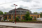 Einer der beiden sogenannten „Rotondes“ nordöstlich des Luxemburger Hauptbahnhofs an der Rue de Bonnevoie am 14 Juni 2013, der Rotondes 2 (der nördlichere).