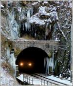 Heute glich das Tunnelportal in Goebelsm�hle dem Eingang zu einer Eish�hle.