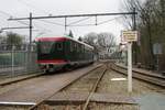 Ein PEc -Postwagen,die mit Stromlinienzüge Mat '36, '40 und '46 mitfuhr, steht am 4 März 2012 ins NSM in Utrecht.