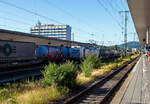 Die eigentlich „weiße“ SIEMENS Vectron MS 193 512-1 (91 80 6193 512-1 D-ELOC) der ELL - European Locomotive Leasing (Wien) hat am 01 Juli 2025 mit einem KLV-Zug in Richtung Köln