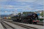 Dampftag Lyss 2018: Die m�chtgie SNCF 141 R 1244 in Lyss auf der Fahrt in D�p�t.