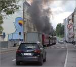 Eine etwas ungewöhnliche Verkehrsteilnehmerin in La Chaux-de-Fonds.