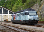 SBB: Re 460 114-2 SECURITRANS vor der SBB Remise in Vallorbe am 30.