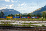 Eine SBB Cargo Re 10/10, bestehend aus der Re 420 344-4 (Re 4/4 – 11 344) und der Re 620 086 (Re 6/6 - 11686 „Hochdorf“), fährt am 04.08.2019 mit einem Container-Zug über