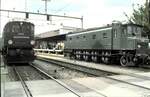 ÖBB 1245.05 und SBB Ae 4/7 Nr.10 905 in Rorschach Hafen am 06.09.1998.