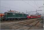 In Balsthal zeigen sich zwei SBB Klassiker die nach ihrer Dienstzeit bei der SBB eine neue Heimat gefunden haben: die Re 4/4 II 11173 der DSF Depot und Schienenfahrzeuge Koblenz und der  Rote