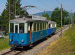 Triebwagen Ce 2/3 ex 28 der TL (Transports publics de la rgion lausannoise (deutsch ffentliche Transporte der Region Lausanne)), ex Genve Veyrier 23, BVB 18, dahinter mit dem Steuerwagen Nr.