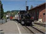 Sieben auf einen Streich: die JS/BAM G 3/3 N° 6 verlässt am Schluss des Extrazugs für die Reisenden der  141R568 - Fahrt  den Bahnhof von Blonay in Richtung Vevey.