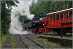 Frisch bekohlt und mit Wasser versorgt übernimmt die SEG G 2x 2/2 105 der Blonay-Chamby Bahn in Chaulin ihren Zug nach Blonay.