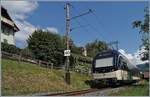 Am Fahrleitungsmast N� 23 vorbei f�hrt der ABeh 2/6 N� 7505 Richtung Blonay.
Der letzte h�lzerne (freistehende) Fahrleitungsmast zwischen Vevey und Blonay steht heute immer noch (20.6.26). Nur noch Clies stehen noch weitere Holzmasten, die aber mit Quertr�ger verbunden sind. Leider war es nicht m�glich das Bild auszurichten, da sonst ein St�ck des Motives abhanden gekommen w�re. 

 30. Juli 2019