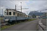 Drei Generationen ASD Triebzüge: In Aigle steht 1913 gebaute und 1940 umgebaute BCFe 4/4 N° 1 abgestellt, Diese Triebwagen waren seit der Eröffnung der Bahn 1914 bis in der ersten