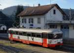 TRN/CMN: BDe 4/4 3 auf dem Endhalt Les Brenets im NEUENBURGER-JURA an der französischen Grenze am 22.