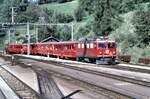 RhB Ge 4/4 I U Nr.601 mit Wendezug in Filisur im August 1990.