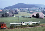 Die Ablieferung des Be8/8 13 am 28.Juni 1973: Der neue Wagen im Aufstieg zum Stadion Wankdorf.