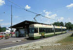 Das Ende naht - die Bernmobil Be4/8 von ACMV Vevey aus dem Jahr 1990: Wagen 739 am Guisan Platz an der Endstation der Linie 9, auf einem Kurs zum Ostring.