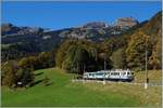 Die zwei historischen ASD Triebwagen BCFe 4/4 N 1 und ASD BDe 4/4 N 2 auf einer Sonderfahrt kurz nach Le Spey.