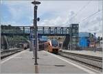 In Bellinzona begegnen sich die beiden SOB  Treno Gotthardo  von und nach Locarno.