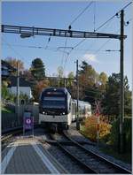Der Bahnhof von Clies ist recht eng, und auch die Zugänge sind nicht ganz optimal, wie dieses Bild des von Blonay kommenden Zuges zeigt.
