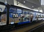 Die Zwischenwagen des Triebzuges Smile, der WESTbahn, sind alle mit sch�nen Motiven beklebt, aufgenommen im HBF Wien. 03.05.2026.