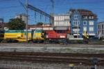 Sersa 234 129 schiebt ein Bauzug durch Brugg AG am 22 Mai 2026.