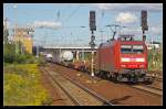 DB 145 051-9 mit gemischtem Gterzug (NVR-Nummer: 91 80 6145 051-9 D-DB, gesehen Berlin Schnefeld Flughafen 05.09.2010)