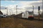 ITL 285 109 mit Schiebewand-Wagen am 22.02.2014 durch Leipzig-Thekla