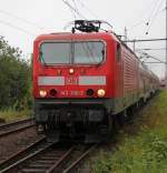 Hanse-Sail Verstrker von Rostock Hbf nach Warnemnde bei der Einfahrt im Bahnhof Rostock-Bramow.13.08.2011