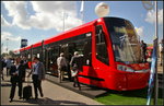 InnoTrans 2016 in Berlin: Tz 7529 vom Typ Skoda 30 T  For City  ist für Bratislava gedacht und war auf der Messe ausgiebig zu begutachten.