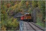 Die Bernina Bahn Ge 4/4 81 hat auf der Fahrt von Blonay nach Chamby Vers-chez Robert hinter sich gelassen.